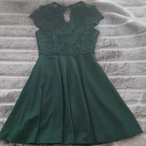 Green Lace Top Dress